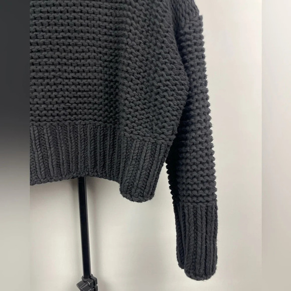 Free People Black Chunky Knit Oversized Turtleneck Pullover Sweater - Picture 9 of 9